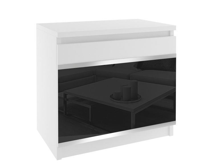 Table de chevet Belini blanche / noire Fabricant BH SN1/1/W/W/4B/0
