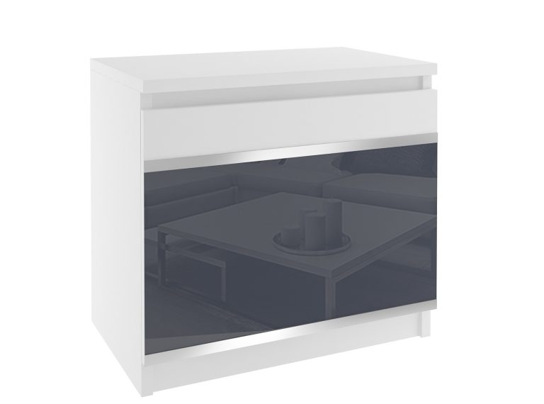 Table de chevet Belini blanche / grise Fabricant BH SN1/1/W/W/4S/0