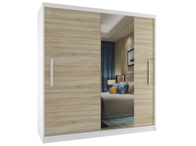 Armoire coulissante 158 cm avec miroir chêne chêne wotan chêne sonoma Fabricant MSE SZP3/2/W/1DS1L/AL