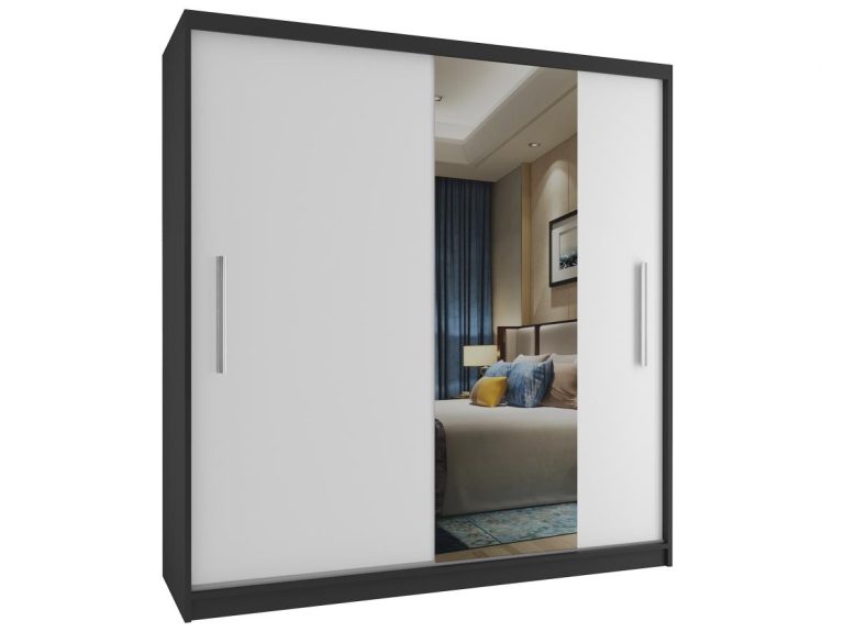Armoire coulissante 158 cm avec miroir blanc mat Fabricant MSE SZP3/1/B/1W1L/AL