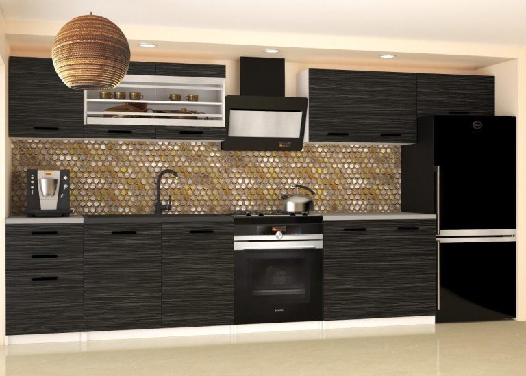 Meubles de cuisine 240 cm noirs ébène foncé avec plan de travail Fabricant TOR ELLA2/5/WT/HK/0/B1