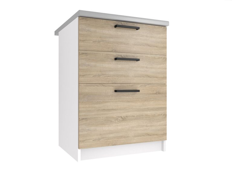 Meuble de cuisine Belini bas avec tiroirs 60 cm chêne sonoma avec plan de travail Fabricant TOR SDSZ60/1/WT/DS/0/B1