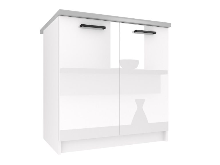 Armoire de cuisine inférieure 80 cm blanc brillant INF SD80/0/WT/W/0/B1