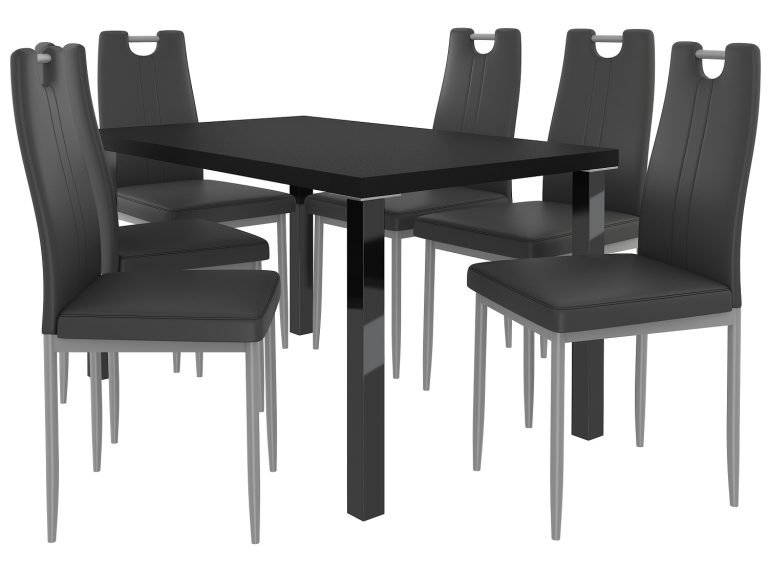 Ensemble ROBERTO noir + 6 chaises noir  ROB/0/ZES/B/6B