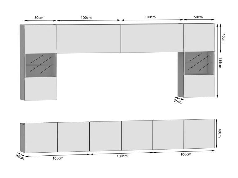 Meuble mural 300 cm Belini chêne sonoma Imperium 1 Fabricant IMP 1/5/W/DS/0/0