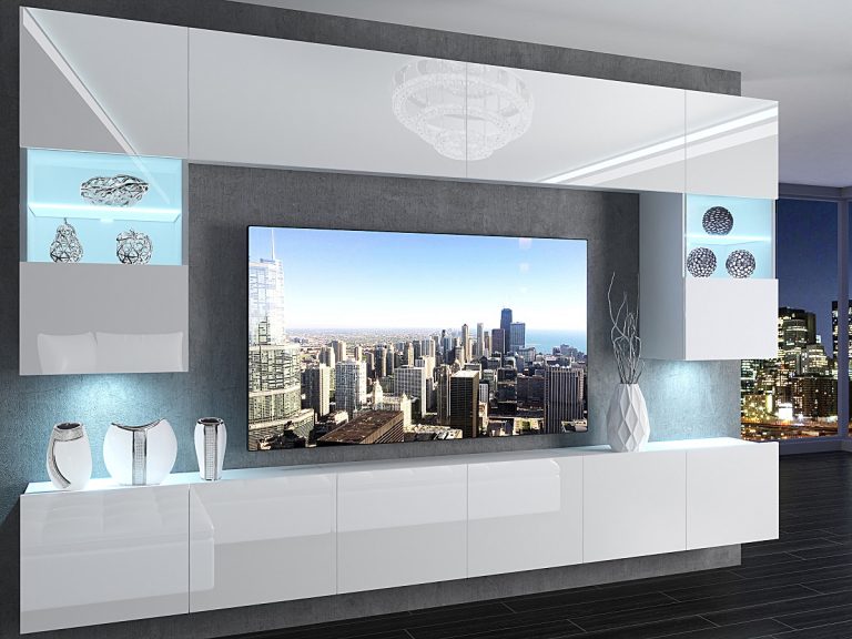 Meuble TV/RTV 300 cm blanc brillant Fabricant IMP 1/5/W/W/0/0