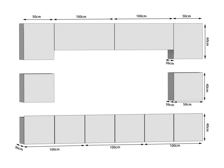 Meuble TV 300 cm chêne wotan / chêne sonoma – Producteur IMP PRIMO 3/5/W/DS/0/0