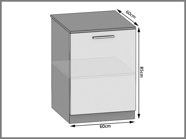 Meuble de cuisine Belini bas 60 cm ébène royal avec plan de travail Fabricant TOR SD60/0/WT/HK/0/T
