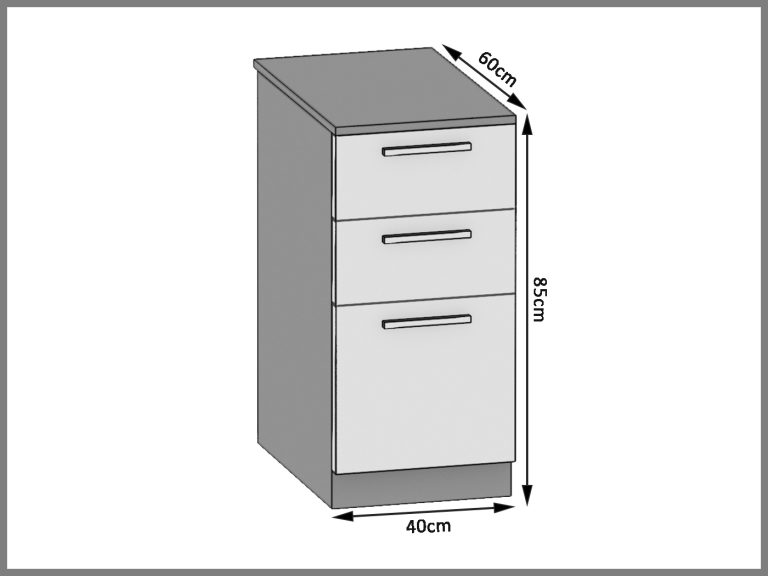 Armoire de cuisine sans plan de travail avec tiroirs TOR SDSZ40/1/WT/HK/0/T