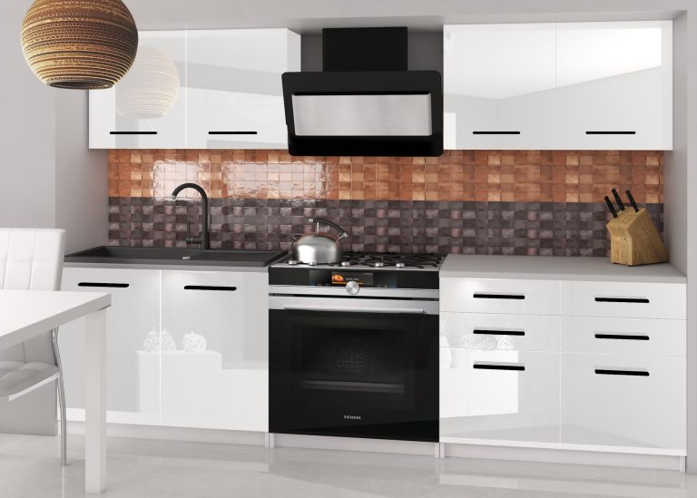Meubles de cuisine 160 cm blanc brillant avec plan de travail Fabricant INF KOMPAKTO2/2/WT/W/0/B1