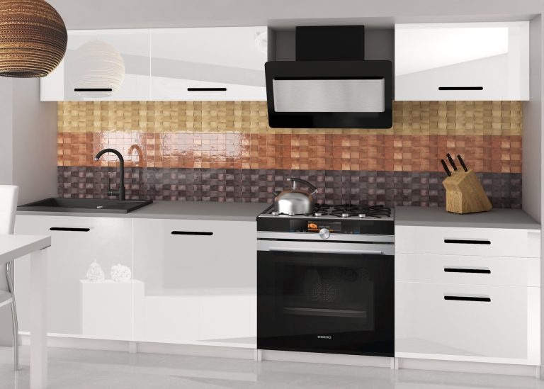 Meubles de cuisine 180 cm blanc brillant avec plan de travail Fabricant INF LAURENTINO2/2/WT/W/0/B1
