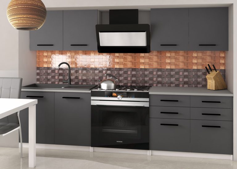 Meubles de cuisine 160 cm gris anthracite graphite avec plan de travail Fabricant TOR KOMPAKTO2/2/WT/SR/0/B1