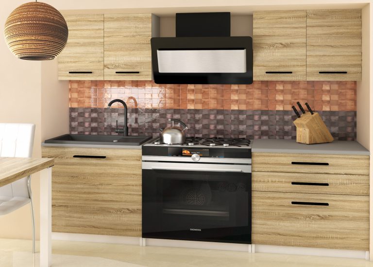 Meubles de cuisine 120 cm en chêne Wotan et chêne Sonoma avec plan de travail Fabricant TOR TIESTO2/2/WT/DS/0/B1