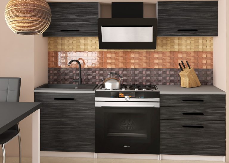 Meubles de cuisine 120 cm noir ébène foncé avec plan de travail Fabricant TOR VULCANO2/3/WT/HK/0/B1