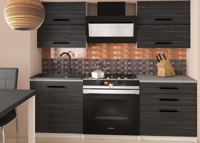 Meuble de cuisine 120 cm noir ébène foncé avec plan de travail Fabricant TOR ELEGANTA2/2/WT/HK/0/B1