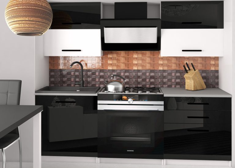 Meubles de cuisine 120 cm noir brillant blanc mat sans plan de travail Fabricant INF ELEGANTA2/2/WT/BWTB/BB/B1