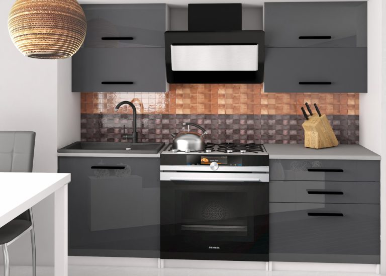 Cuisine Belini 120 cm gris brillant / gris mat avec plan de travail Eleganta2 Fabricant