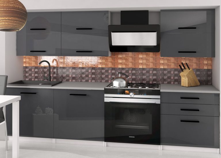 Meubles de cuisine 180 cm gris brillant avec plan de travail Fabricant INF PRIMERA2/2/WT/S/0/B1