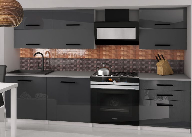 Cuisine Belini 180 cm gris brillant / gris mat avec plan de travail Primera2 Fabricant
