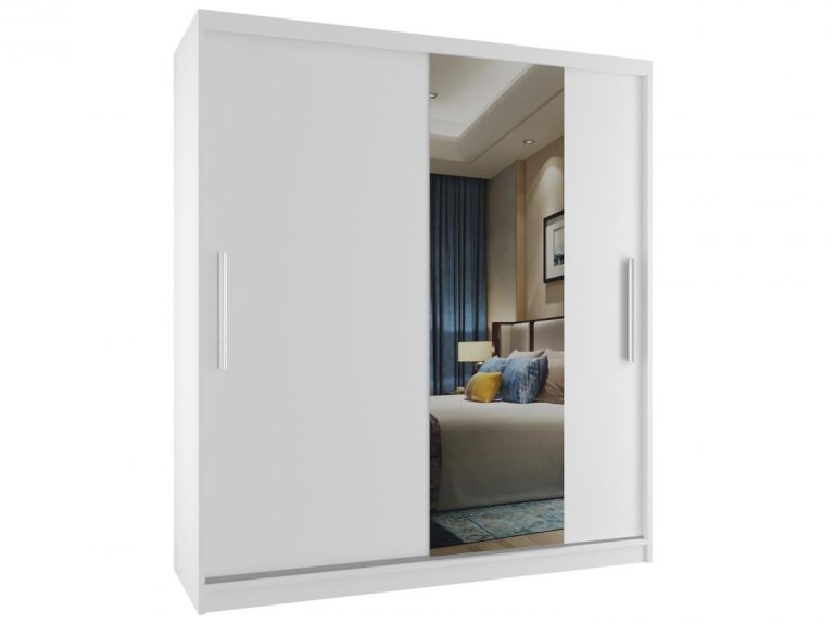 Armoire coulissante 133 cm avec miroir blanc mat Fabricant MSE SZP2/3/W/1W1L/AL