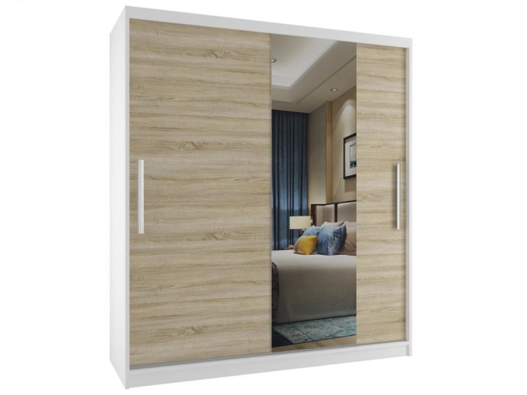 Armoire coulissante 133 cm avec miroir chêne chêne wotan chêne sonoma Fabricant MSE SZP2/2/W/1DS1L/AL