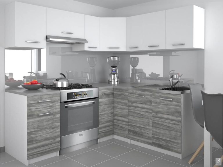 Meubles de cuisine 360 cm blancs mats gris anthracite graphite avec plan de travail Fabricant TOR LIDIAUNIQA3/4/WT/WTGW1/0/E
