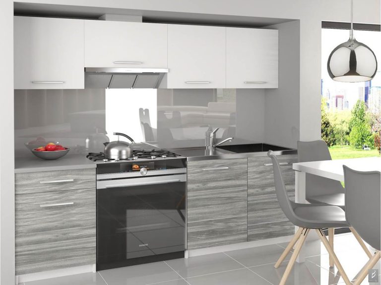 Meubles de cuisine 180 cm blancs mats gris anthracite graphite avec plan de travail Fabricant TOR SUPERUNIQA3/3/WT/WTGW1/0/E