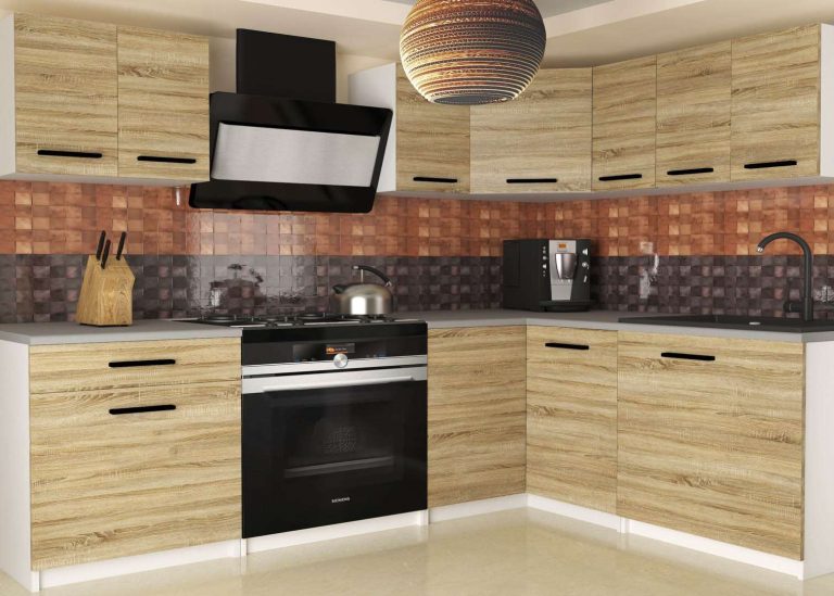 Meubles de cuisine 300 cm en chêne Wotan et chêne Sonoma sans plan de travail Fabricant TOR ARMIN2/1/WT/DS/BB/B1