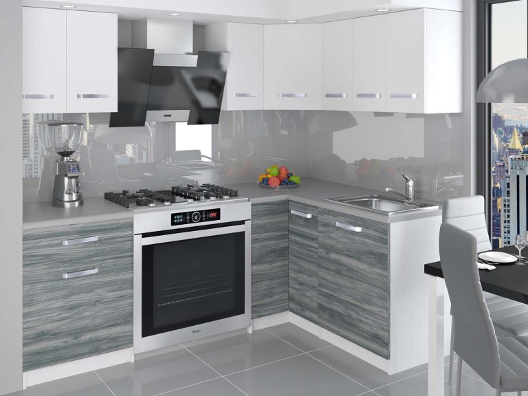 Meubles de cuisine 300 cm blancs mats gris anthracite graphite avec plan de travail Fabricant TOR ARMIN3/1/WT/WTGW1/0/U