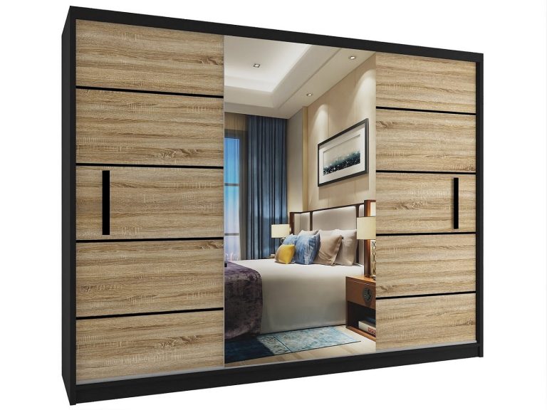 Armoire coulissante 232 cm avec miroir chêne chêne wotan chêne sonoma Fabricant MZ SZP4/2/1B/2DS1L/0/BL