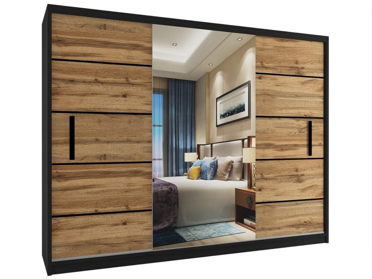 Armoire coulissante 232 cm avec miroir chêne chêne wotan chêne sonoma Fabricant MZ SZP4/2/1B/2DW1L/0/BL