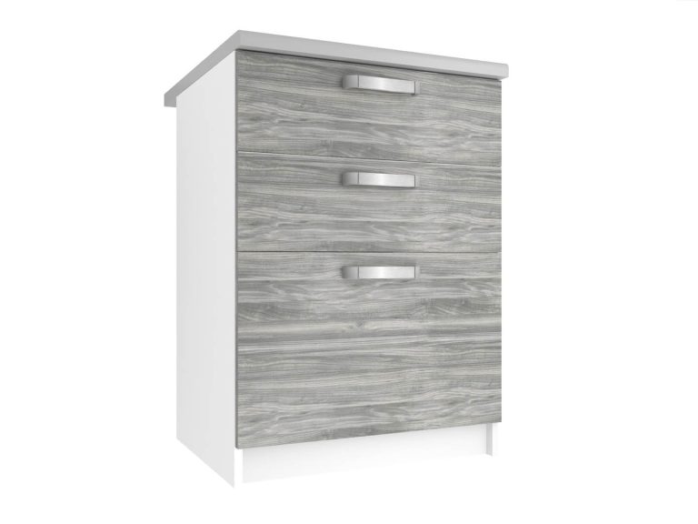 Meuble de cuisine Belini bas avec tiroirs 60 cm gris anthracite Glamour Wood avec plan de travail Fabricant TOR SDSZ60/1/WT/GW/0/U
