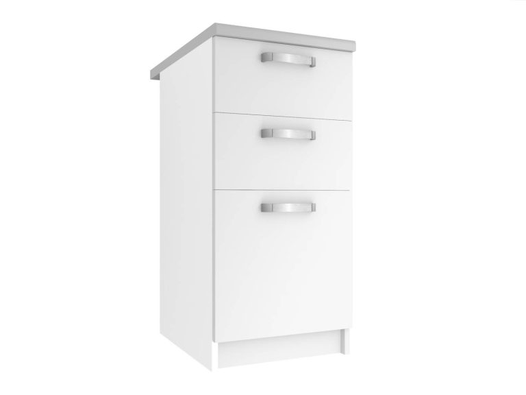 Meuble de cuisine bas avec tiroirs Belini 40 cm blanc mat sans plan de travail Fabricant TOR SDSZ40/0/WT/WT/BB/U