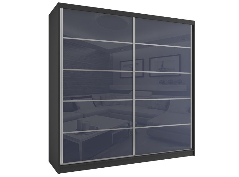 Armoire coulissante 133 cm gris acier brillant Fabricant BH SZP2/2/B/WI/5S/HI