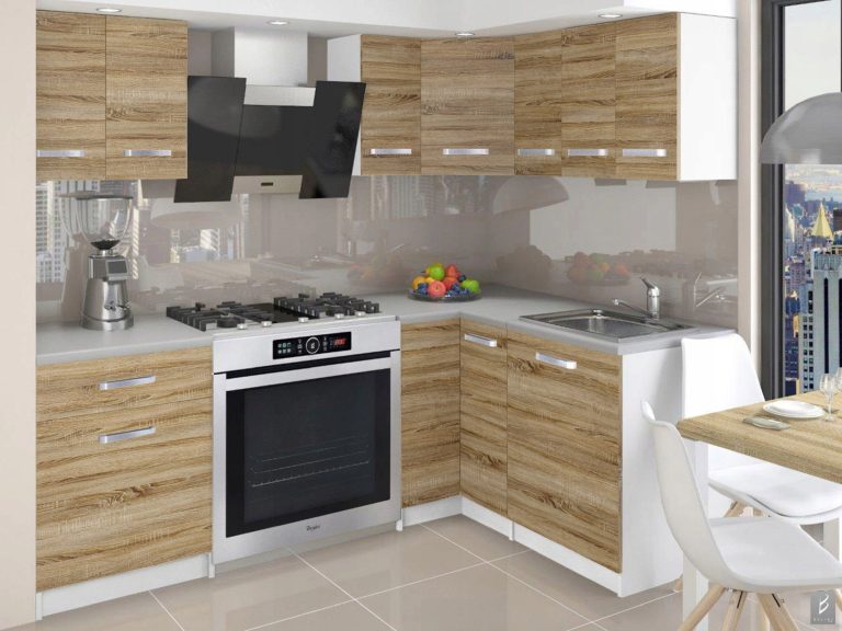 Meubles de cuisine 300 cm en chêne Wotan et chêne Sonoma sans plan de travail Fabricant TOR ARMIN2/1/WT/DS/BB/B1