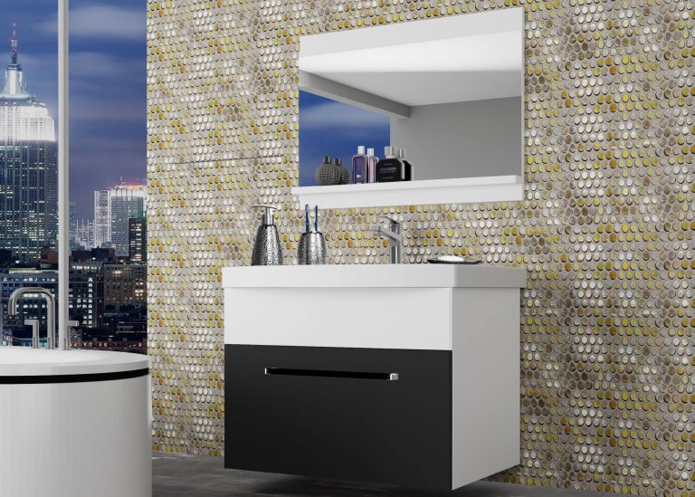 Meuble de salle de bain Belini noir mat / blanc mat + lavabo + miroir Fabricant ROD M 1/0/W/BW/0/ZW