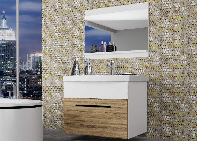 Meuble de salle de bain Belini chêne sonoma / blanc mat + lavabo + miroir Fabricant ROD M 1/0/W/DSW/0/ZW