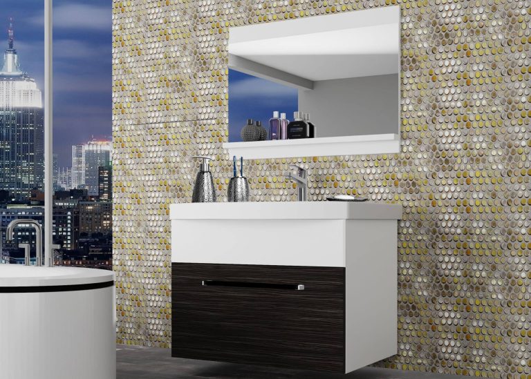 Meuble de salle de bain Belini ébène royal / blanc mat + lavabo + miroir Fabricant ROD M 1/0/W/HKW/0/ZW
