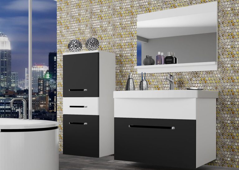 Meuble de salle de bain Belini noir mat / blanc mat + lavabo + miroir Fabricant ROD M 2/0/W/BW/0/ZW
