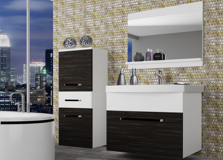 Meuble de salle de bain Belini ébène royal / blanc mat + lavabo + miroir Fabricant ROD M 2/0/W/HKW/0/ZW
