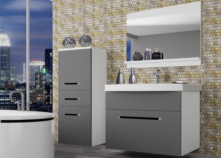 Meuble de salle de bain Belini gris mat + lavabo + miroir Fabricant ROD M 2/0/W/SR/0/ZW