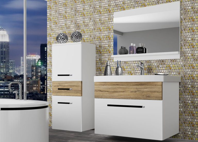 Meuble de salle de bain Belini blanc mat / chêne sonoma + lavabo + miroir Fabricant ROD M 2/0/W/WDS/0/ZW
