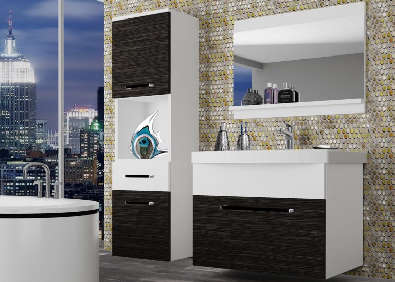 Meuble de salle de bain Belini ébène royal / blanc mat + lavabo + miroir Fabricant ROD M 3/0/W/HKW/0/ZW