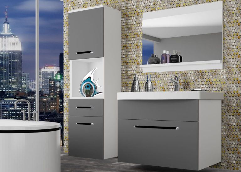 Meuble de salle de bain Belini gris mat + lavabo + miroir Fabricant ROD M 3/0/W/SR/0/ZW