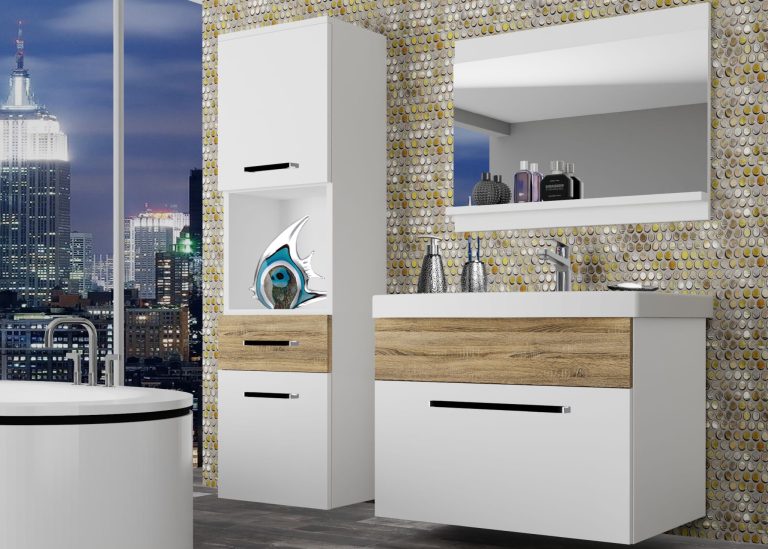 Meuble de salle de bain Belini blanc mat / chêne sonoma + lavabo + miroir Fabricant ROD M 3/0/W/WDS/0/ZW