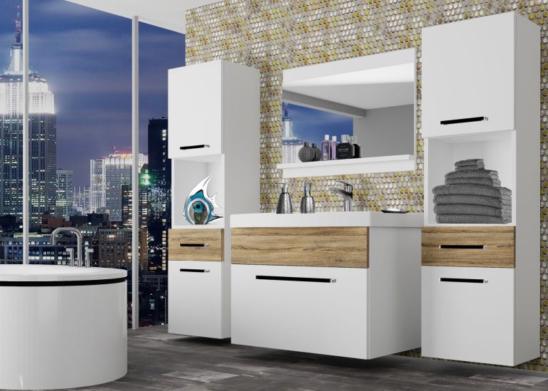 Meuble de salle de bain Belini blanc mat / chêne sonoma + lavabo + miroir Fabricant ROD M 6/0/W/WDS/0/ZW