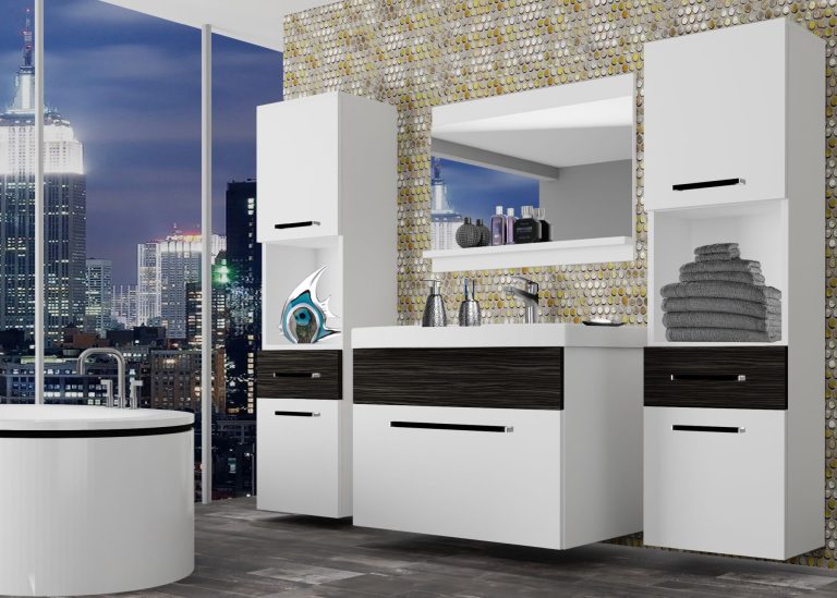 Meuble de salle de bain Belini blanc mat / ébène royal + lavabo + miroir Fabricant ROD M 6/0/W/WHK/0/ZW