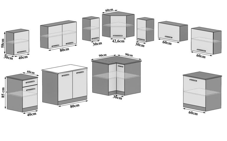 Meubles de cuisine 420 cm blanc brillant avec plan de travail Fabricant INF UNIQAPLUS/4/WT/W/0/B1