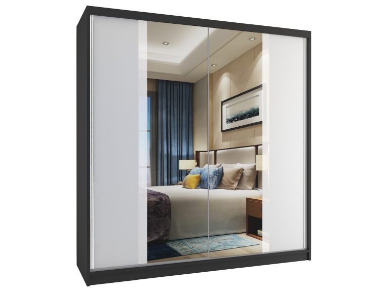 Armoire coulissante 158 cm avec miroir noir ébène foncé Fabricant MV SZP3/2/B/W/W/HI