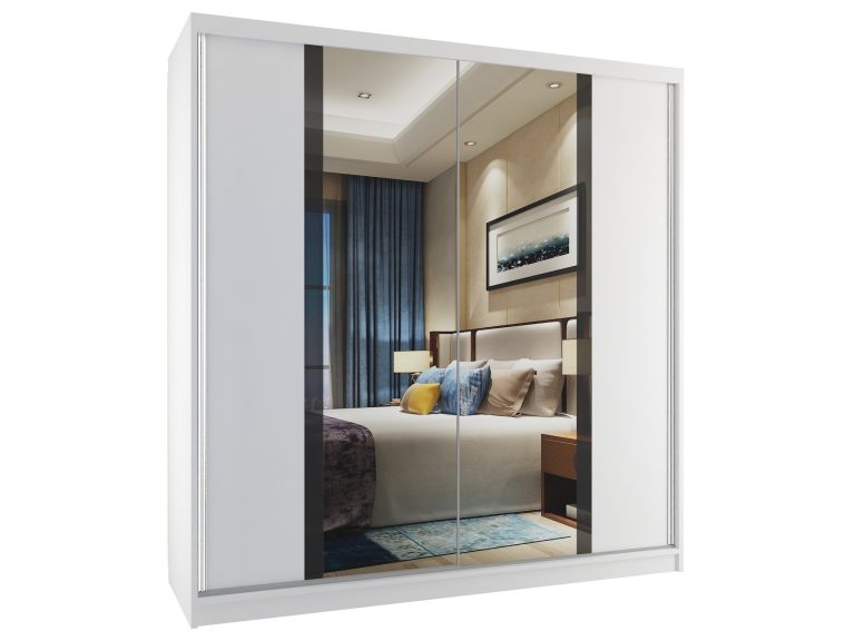 Armoire coulissante 158 cm avec miroir blanc mat Fabricant MV SZP3/2/W/W/B/HI